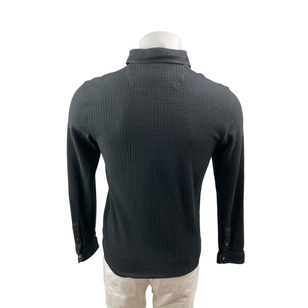 Ted Baker London Black Waffle Knit Collared Long Sleeve Sweatshirt Sweater Top 2 - Picture 4 of 6